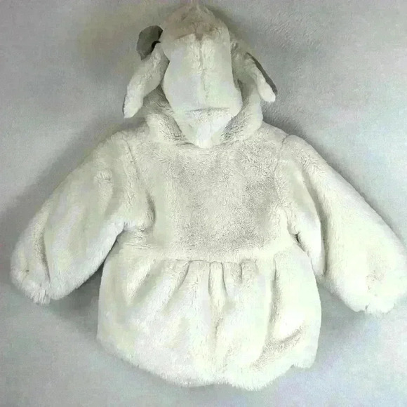 Baby’s Plush Jacket Size 12-18 Months Cream Lamb and Bow Details Coord Buttons - Picture 4 of 5